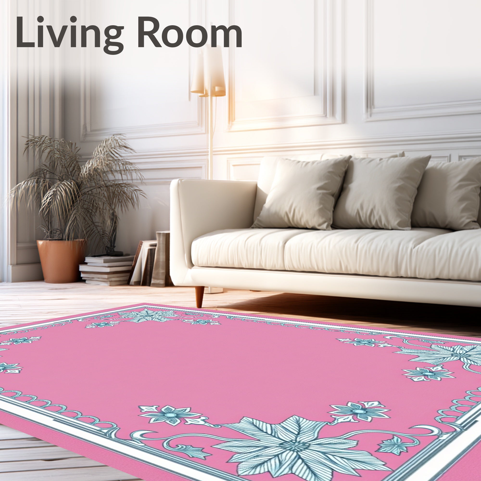 Rose Bloom Border with Intricate Vines Rug