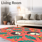 Cute Hedgehog Floral Garden Illustration Rug