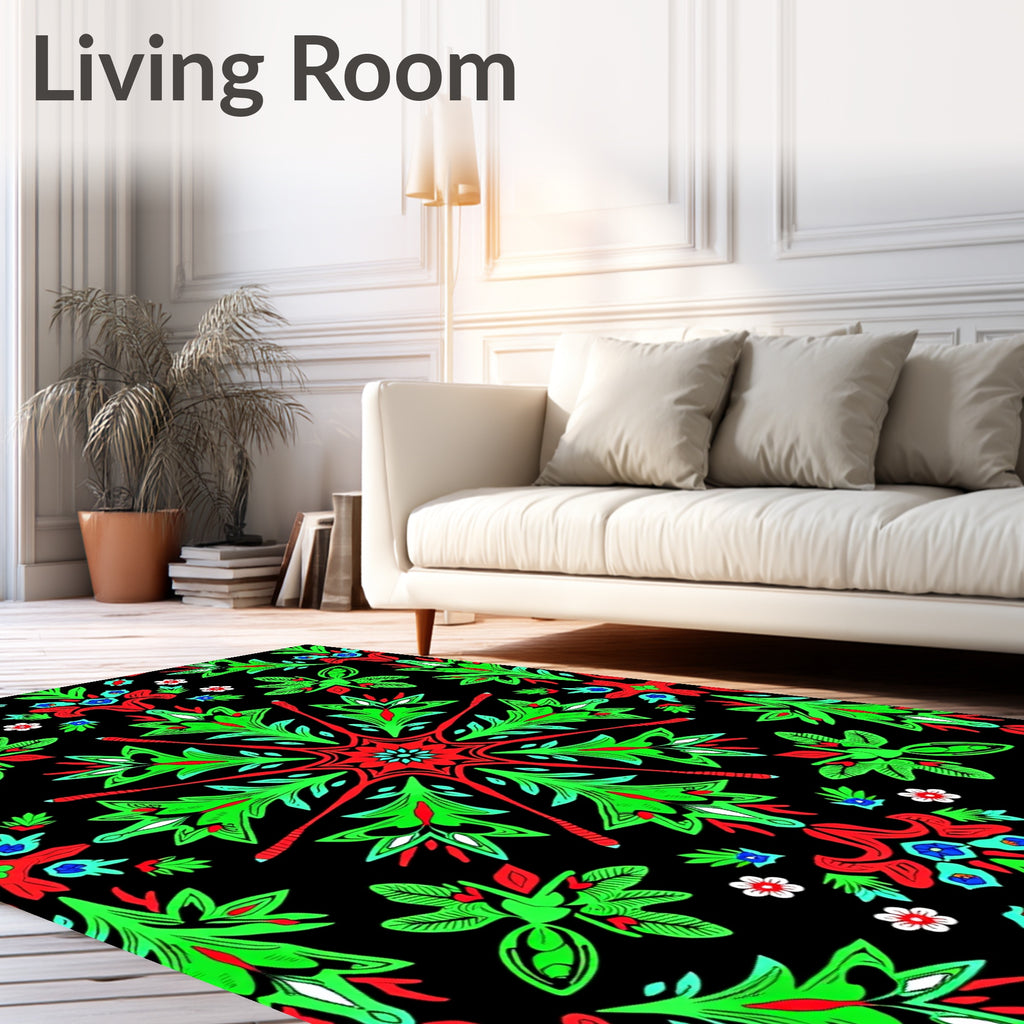 Vibrant Festive Floral Medallion Rug