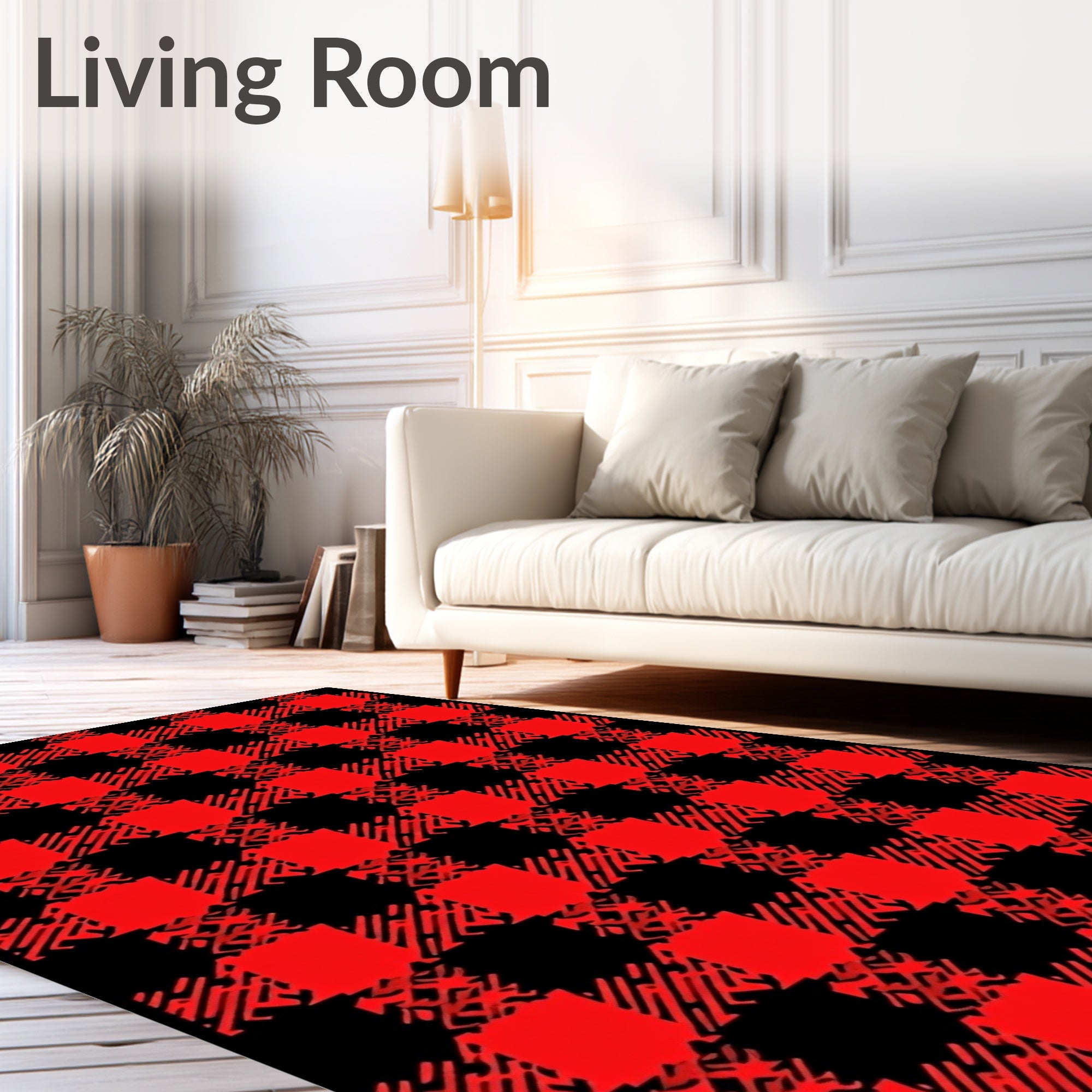 Crimson Checked Texture Rug