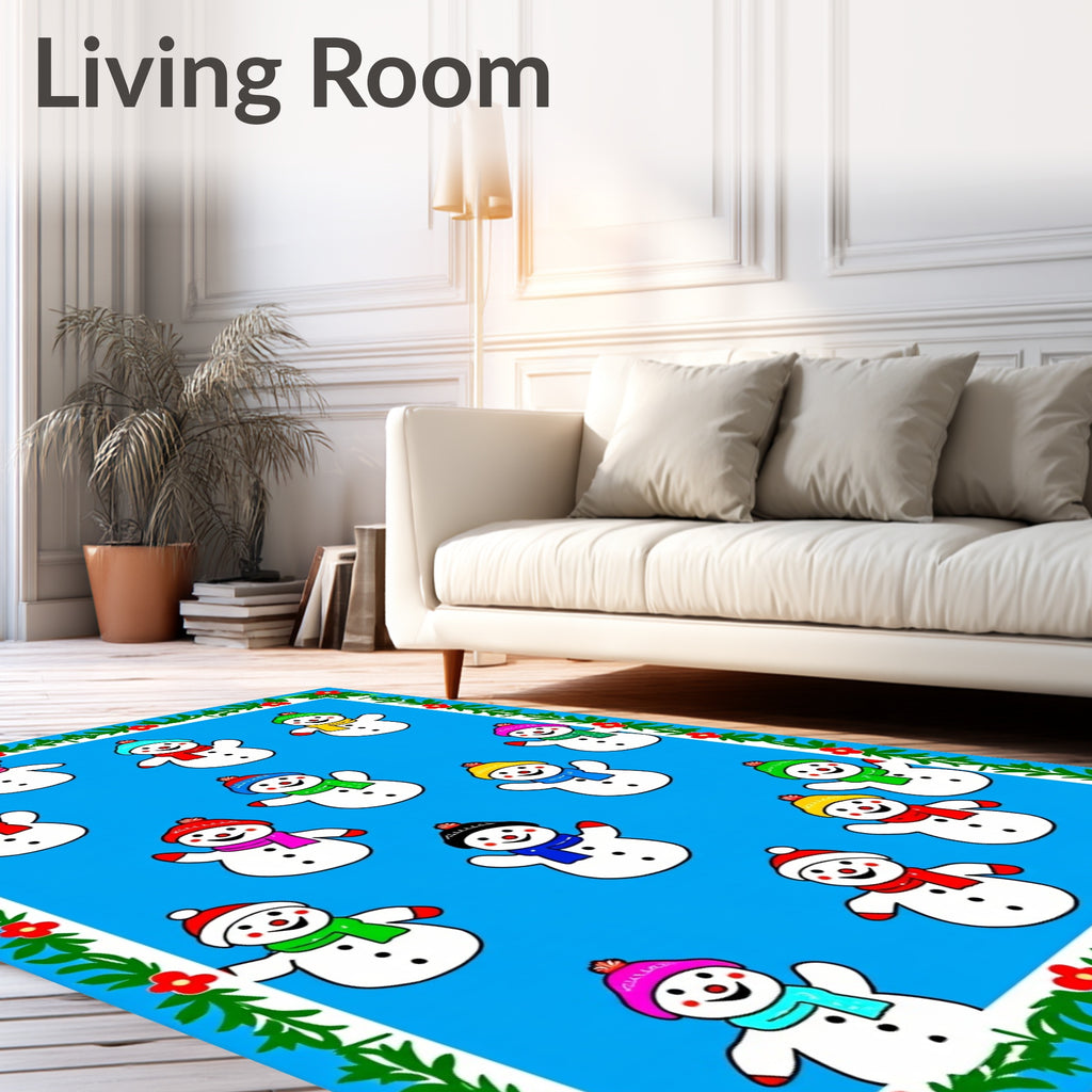 Happy Snowmen Winter Holiday Cheer Rug