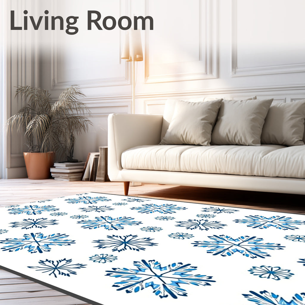Azure Snowflake Scatter Classic Navy Rug