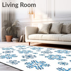 Azure Snowflake Scatter Classic Navy Rug