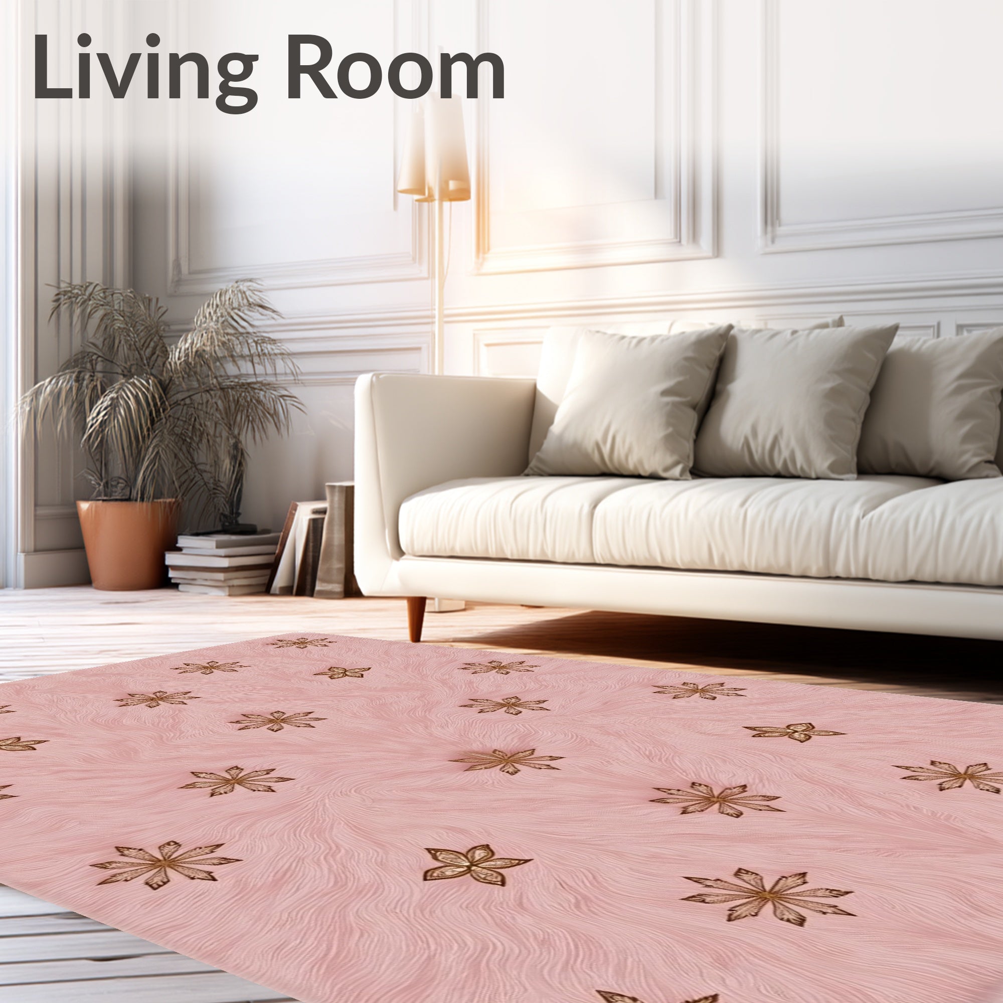 Blush Pink Floral Starburst Background Rug