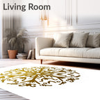 Golden Circular Starburst Medallion Rug