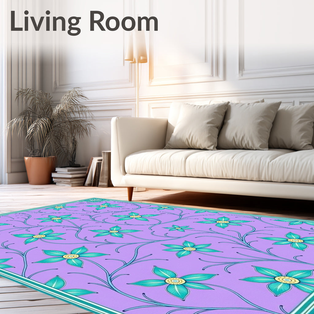 Lilac Floral Vine Whimsical Rug