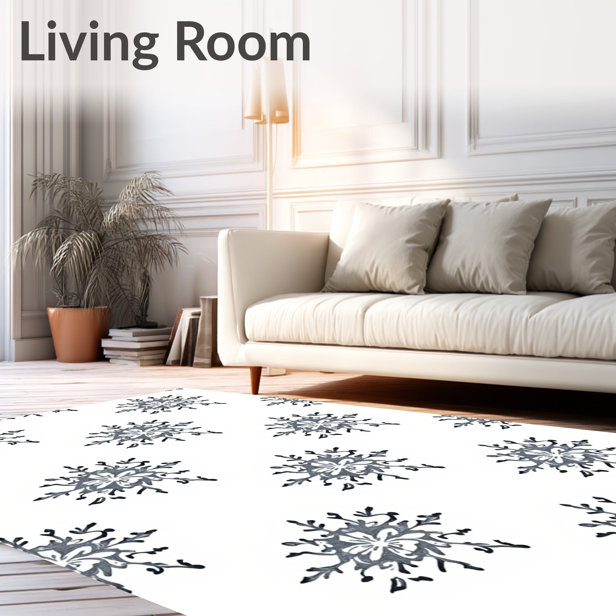 Chic Gray Snowflake Repeat Rug