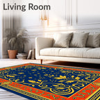 Golden Starry Night Botanical Frame Rug