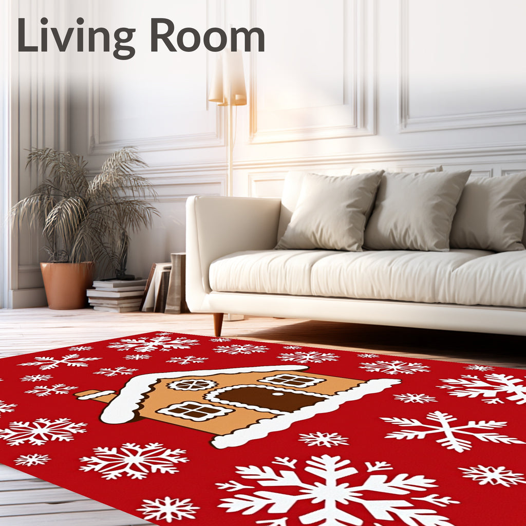 Gingerbread House Snowflake Scene Rug