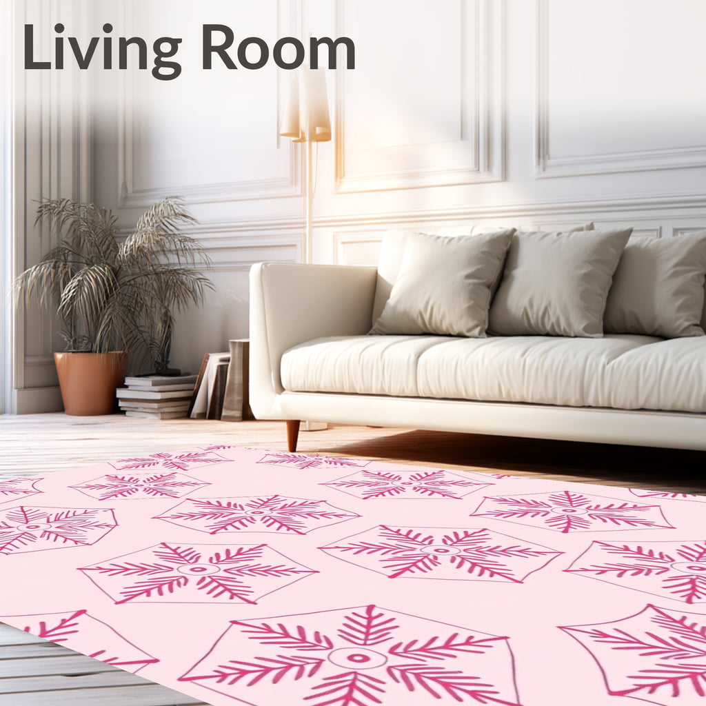 Pink Snowflake Medallion Scatter Rug