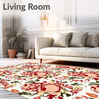 Blush Pink Rose Blossom Botanical Rug