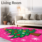 Retro Christmas Tree Ornaments Snow Rug