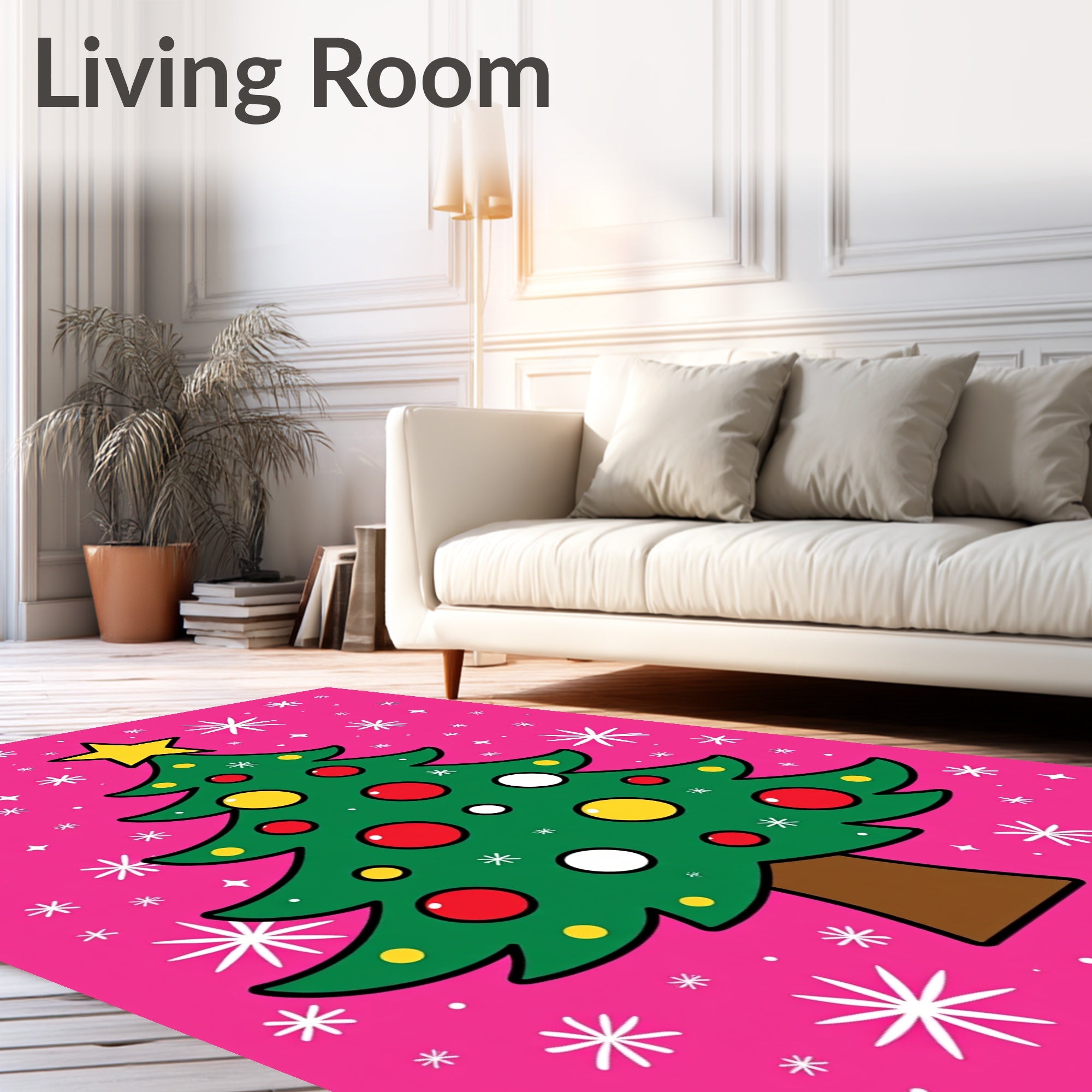 Retro Christmas Tree Ornaments Snow Rug