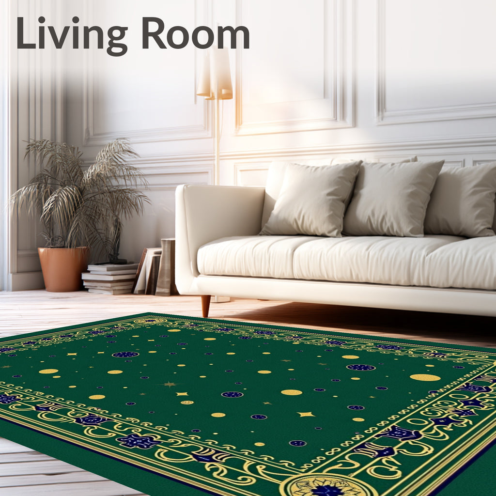 Emerald Green Cosmic Star Burst Rug