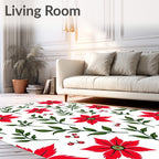 Bold Red Poinsettia Foliage Arrangement Rug