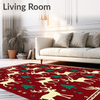 Cream Reindeer Forest Holiday Rug