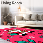 Jolly Santa Claus Candy Cane Holly Rug