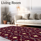 Crimson Floral Medallion Scroll Rug
