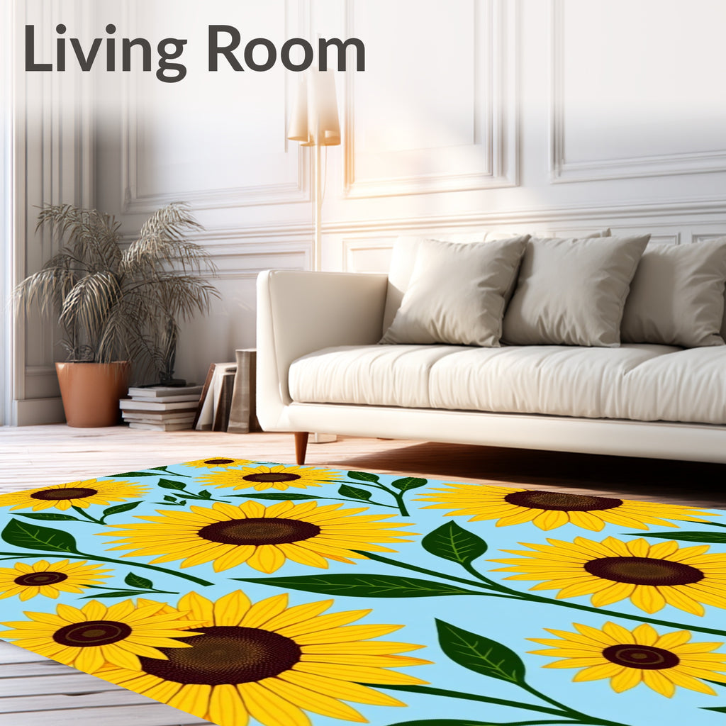 Radiant Yellow Sunflower Garden Blooms Rug