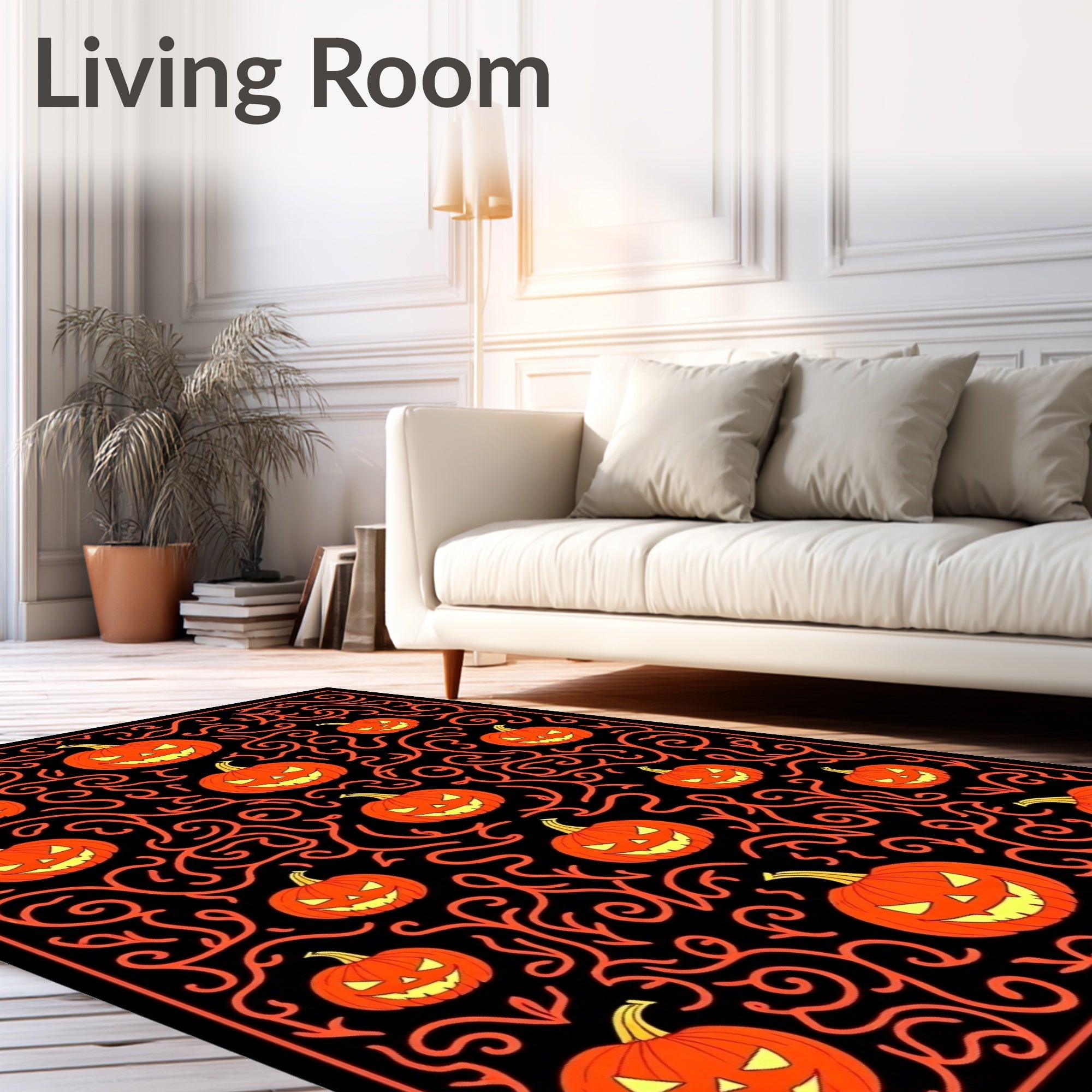 Orange Jack O Lantern Swirls Rug