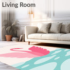 Pink Swan On Aqua Water Waves Rug