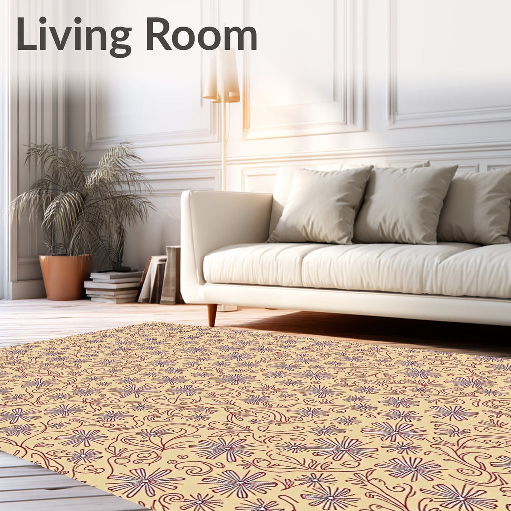 Cream Floral Vine Scatter Rug