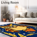 Wise Owl Blue Starry Night Rug