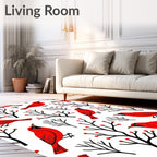 Red Cardinals Winter Berry Branches Rug