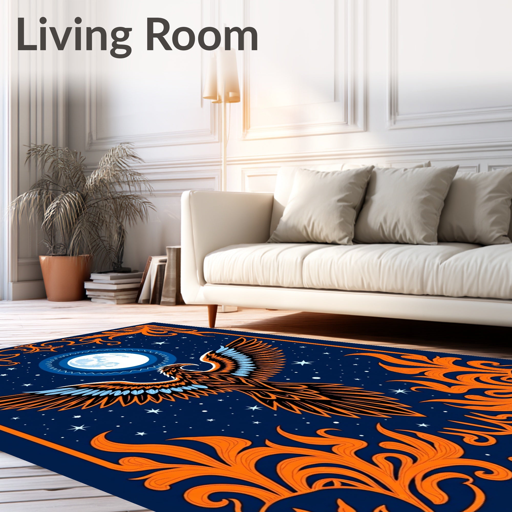 Celestial Eagle Moon Midnight Rug