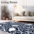 White Owl Whimsical Night Garden Rug