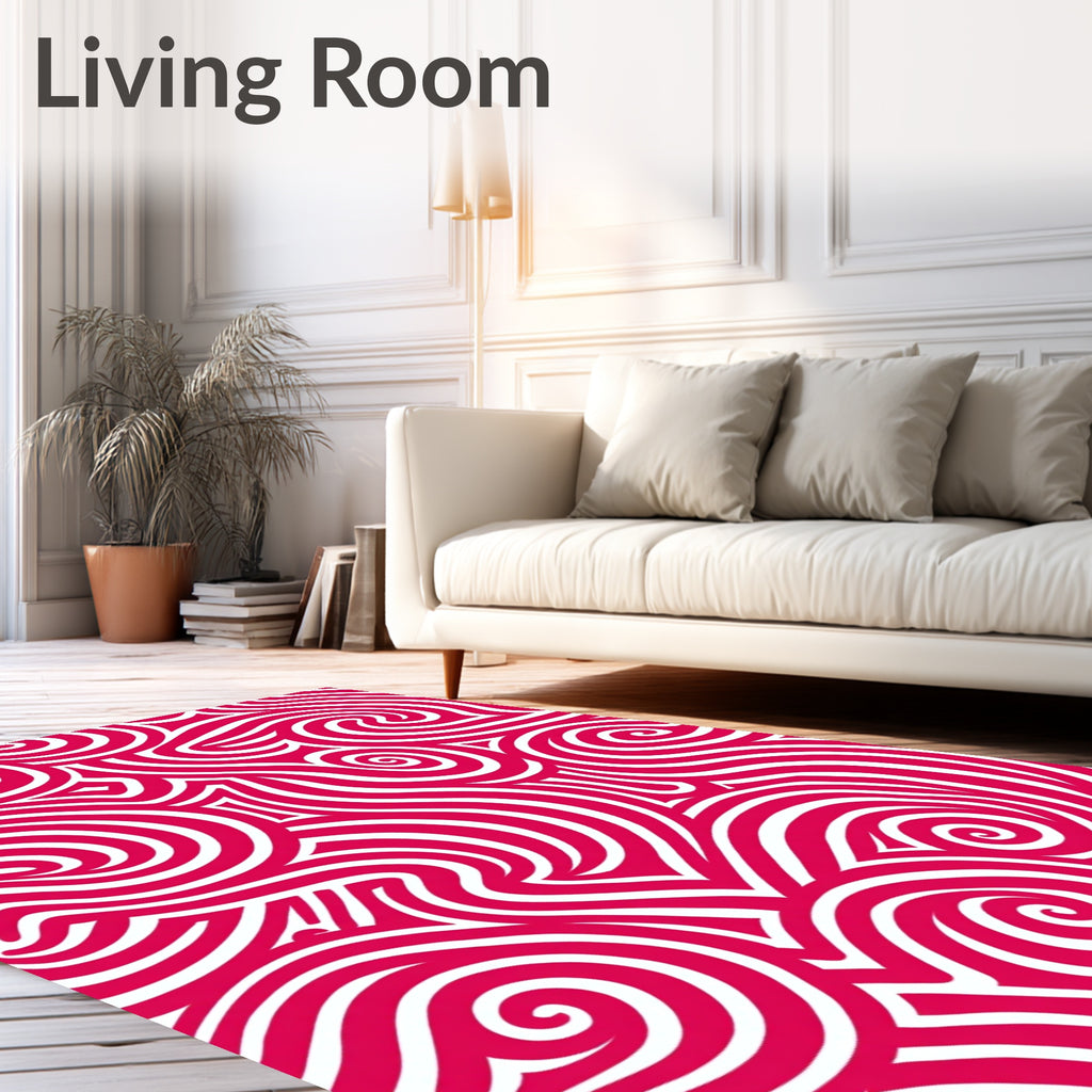 Vibrant Crimson Swirl Flow Rug