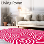 Vibrant Crimson Swirl Flow Rug