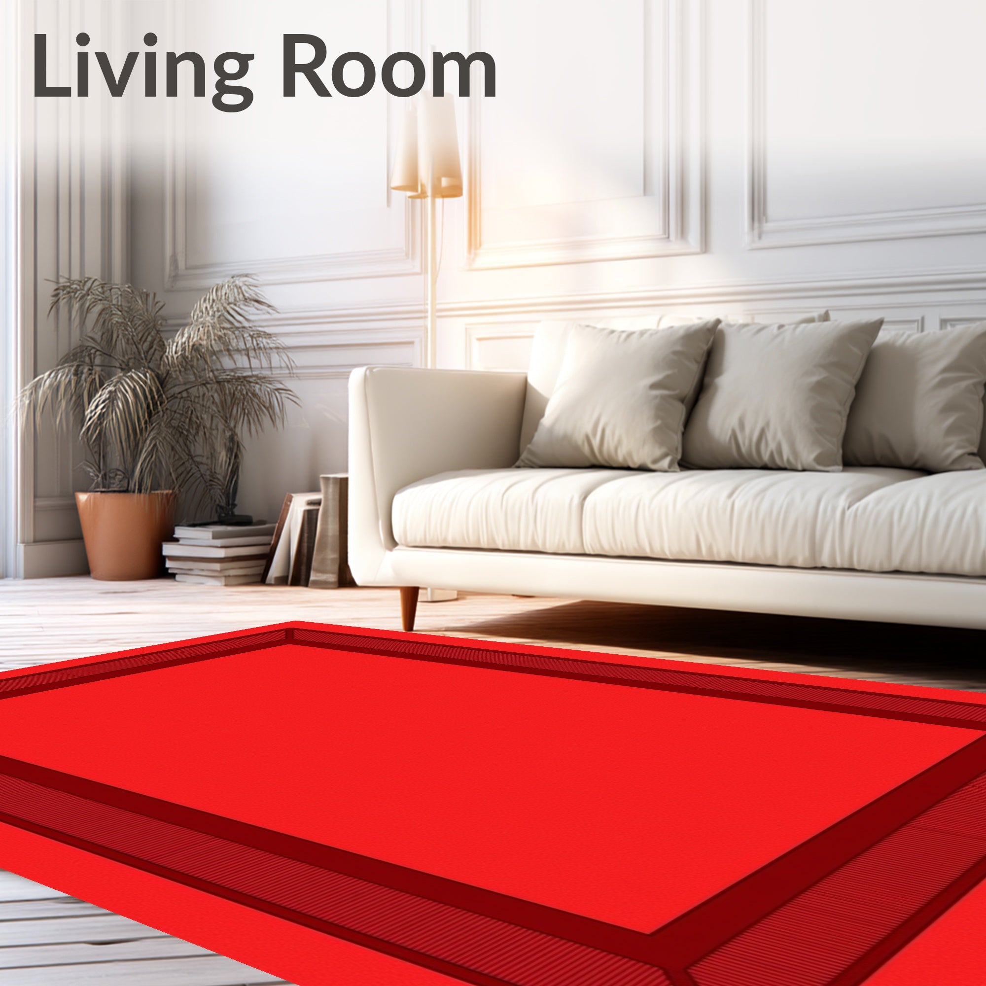 Crimson Bordered Square Rug