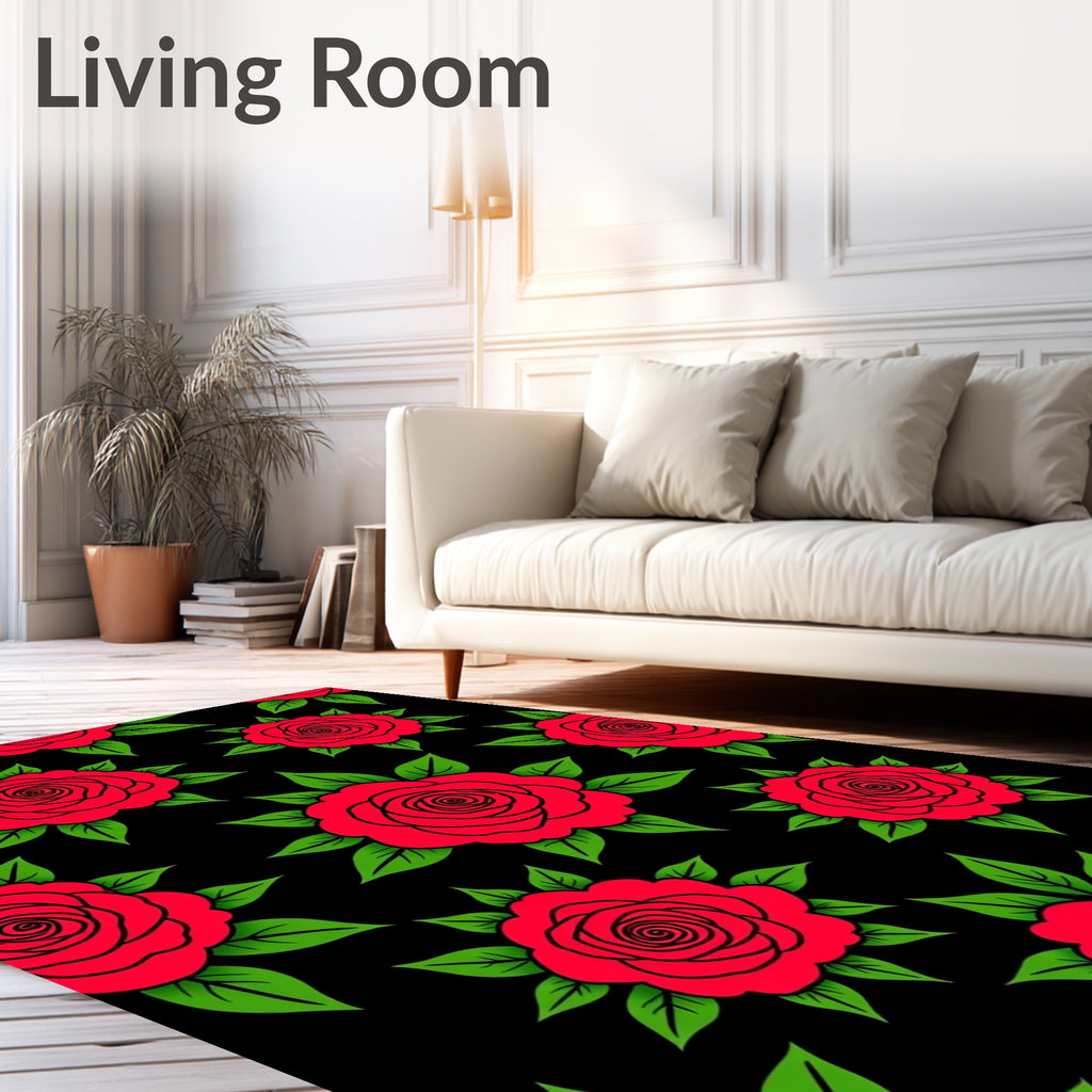 Bold Red Rose Garden Repeat Rug