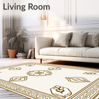 Ornate Golden Floral Bordered Rug