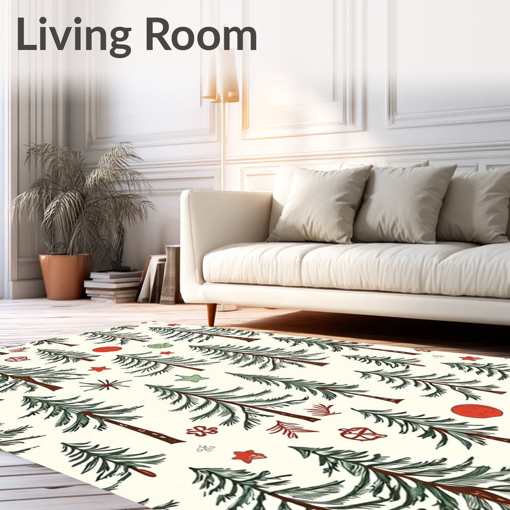 Festive Forest Scene Red Green Accent Rug