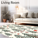 Festive Forest Scene Red Green Accent Rug