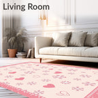 Pink Pastel Heart Snowflake Scatter Rug