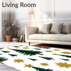 Green Fir Trees Gold Star Splash Rug