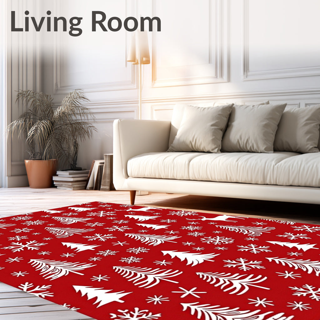 Rustic Winter Forest Scene Rug