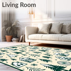 Cozy Forest Cabins and Evergreen Trees Rug