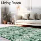 Earthy Green Forest Trees Medallion Rug
