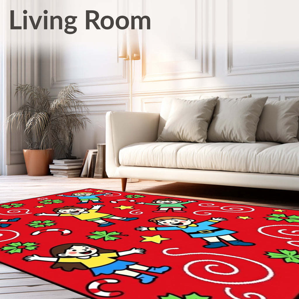 Jolly Kids Christmas Swirls Festive Rug