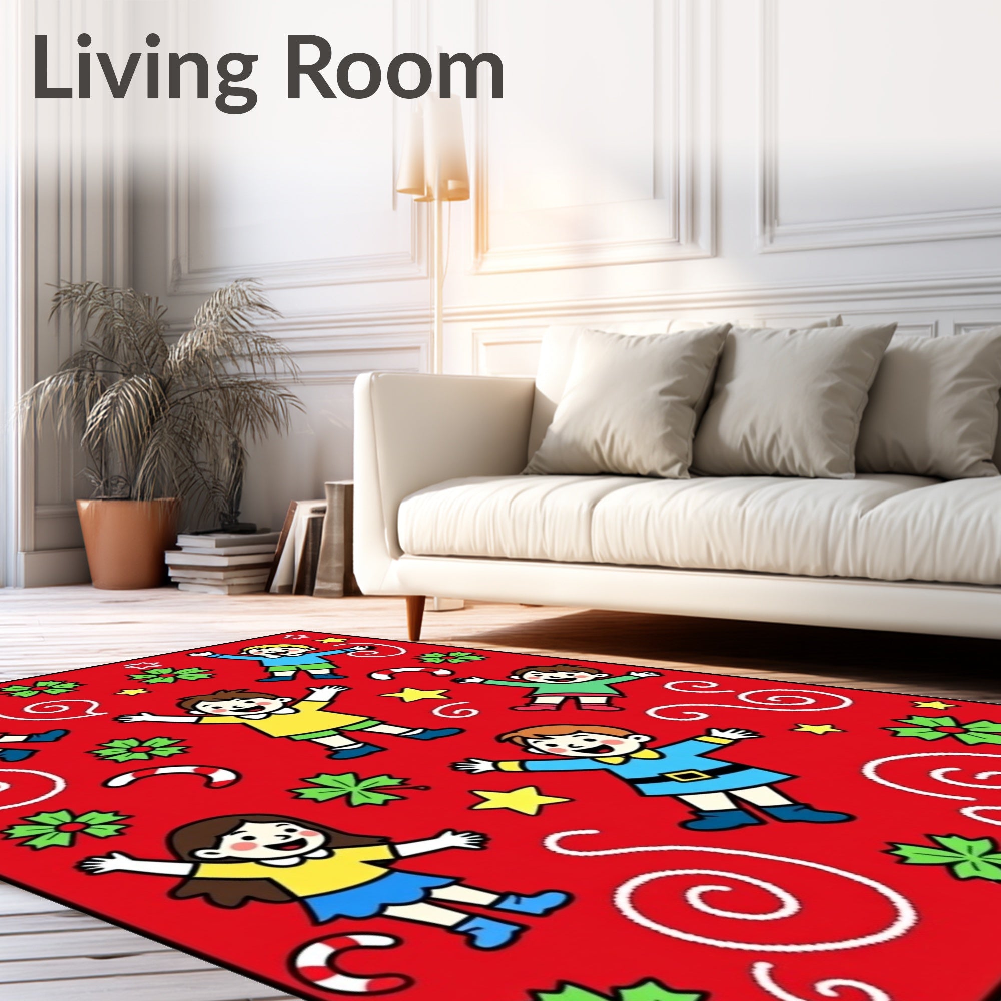Jolly Kids Christmas Swirls Festive Rug