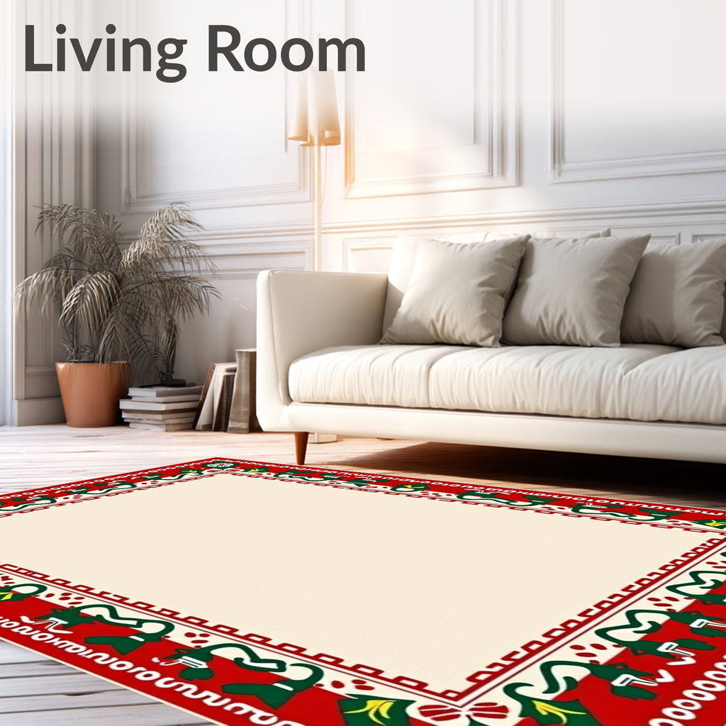 Red Green Dragon Border Accent Rug