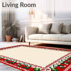 Red Green Dragon Border Accent Rug