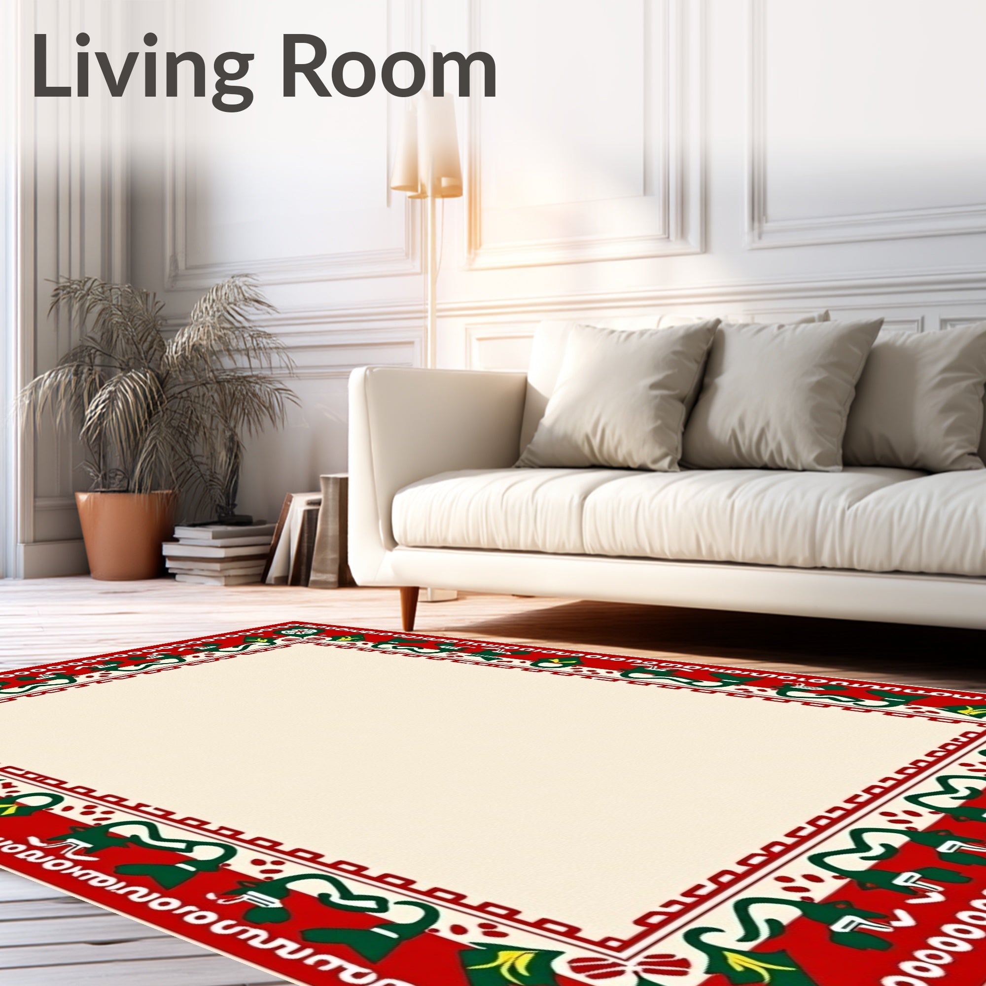 Red Green Dragon Border Accent Rug