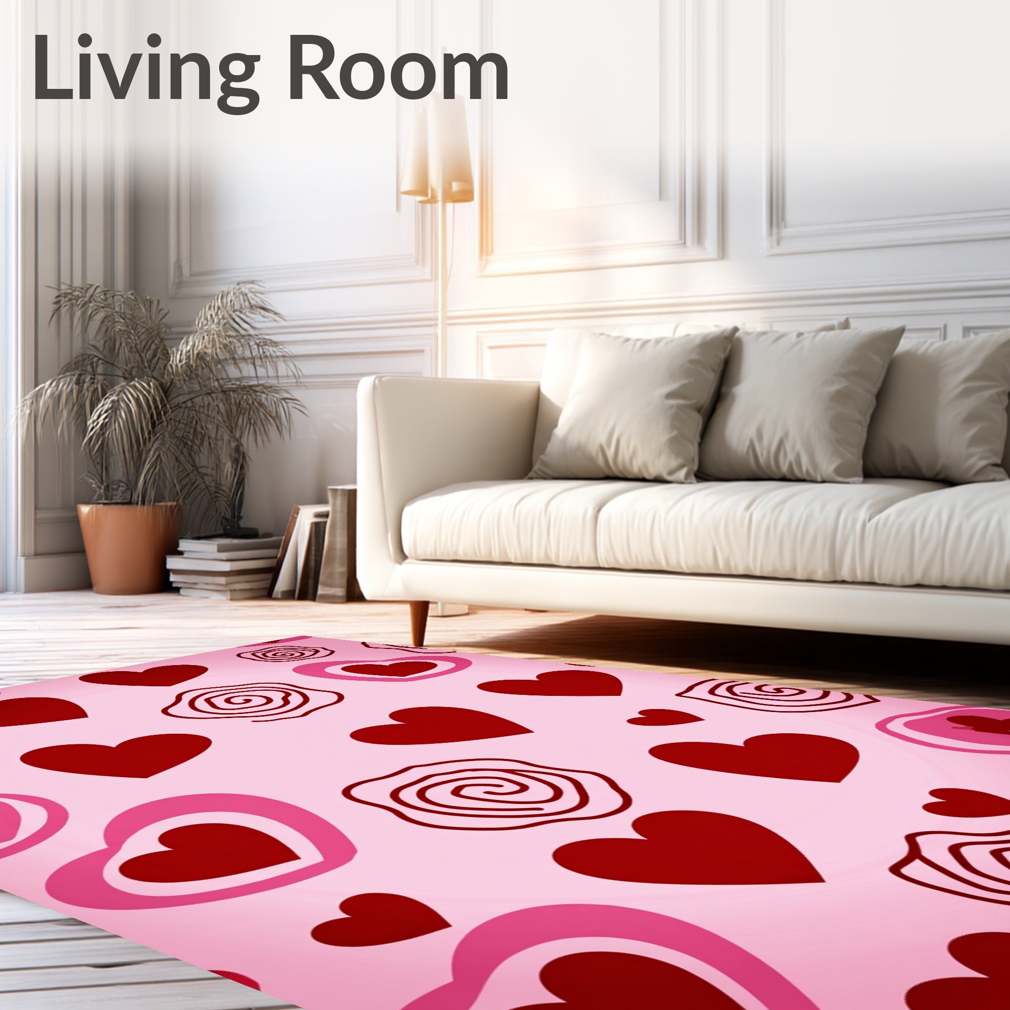 Pink Hearts And Roses Abstract Rug