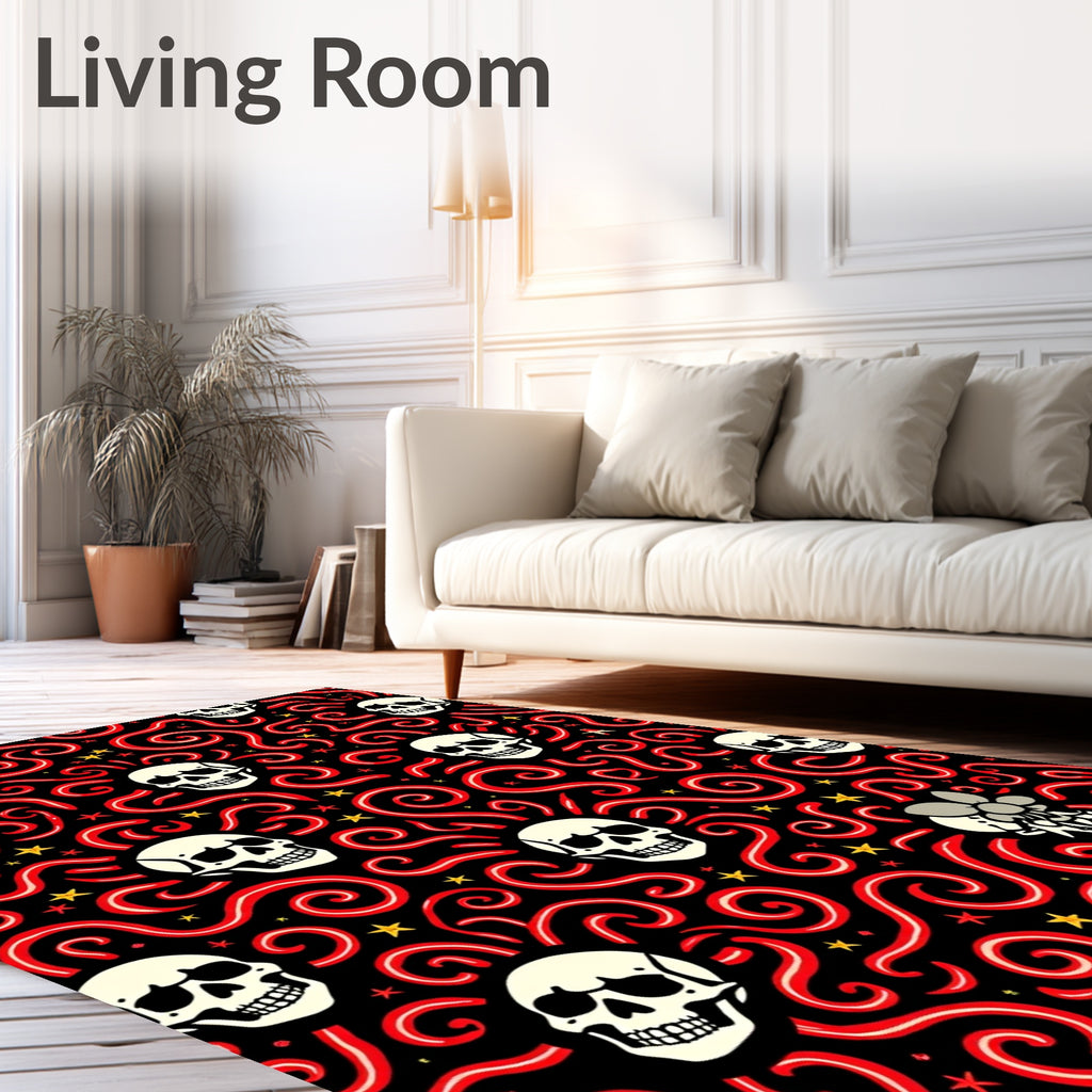 Whimsical Skull Swirl Star Rug