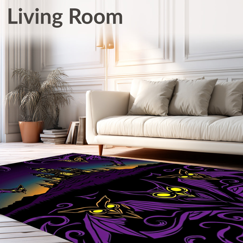 Mysterious Purple Owl Castle Twilight Rug